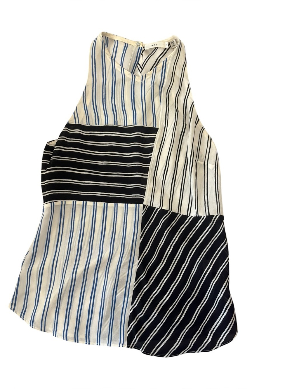 ALC 100% Silk Sleeveless Blouse Stripes Tank
